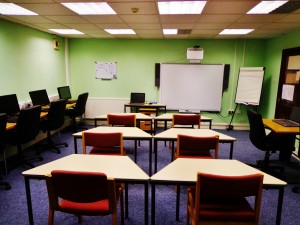 Training room setup in classroom style